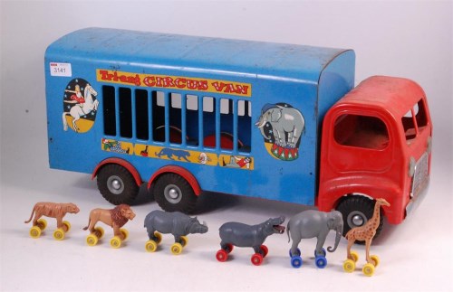 Lot 3141 - Tri-ang, 300 series, pressed steel circus van,...