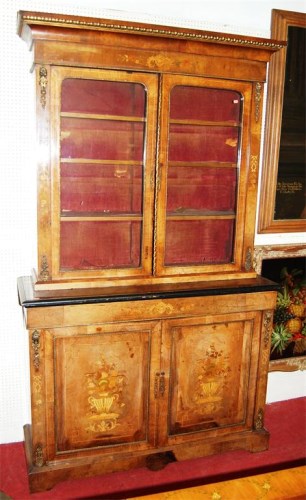 Lot 909 - A Victorian figured walnut and marquetry...