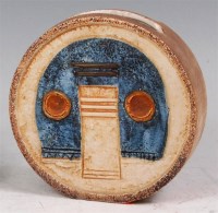 Lot 34 - A Troika pottery circular slab-sided vase,...