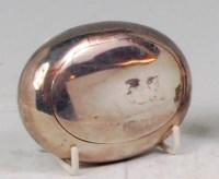 Lot 105 - A 1970s silver tobacco box, of oval form, with...