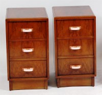 Lot 366 - A pair of Art Deco figured walnut three drawer...