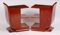 Lot 368 - A pair of Art Deco burr walnut veneered...