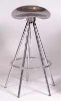 Lot 380 - A 1980s cast aluminium breakfast bar stool,...