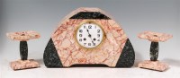 Lot 5 - An Art Deco pink and green variegated marble...