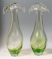 Lot 7 - A pair of 1960s studio glass heavy green...