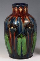 Lot 65 - A Belgian Art Nouveau glazed pottery vase,...