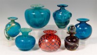 Lot 12 - Six various Mdina and other heavy glass vases,...