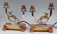 Lot 98 - A pair of Art Deco chrome and bronze twin desk...
