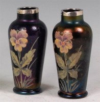 Lot 56 - A pair of Art Nouveau iridescent glass vases,...