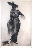 Lot 210 - Louis Icart (1888-1950) - Girl in a black...
