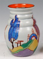 Lot 147 - A 1930s Clarice Cliff pottery vase in the...