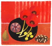 Lot 257 - Mary Fedden (1915-2012) - Three Red Poppies,...