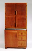 Lot 344 - A mid-20th Century oak kitchen cupboard, the...