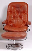 Lot 387 - A Danish 1960s chrome and buttonback leather...