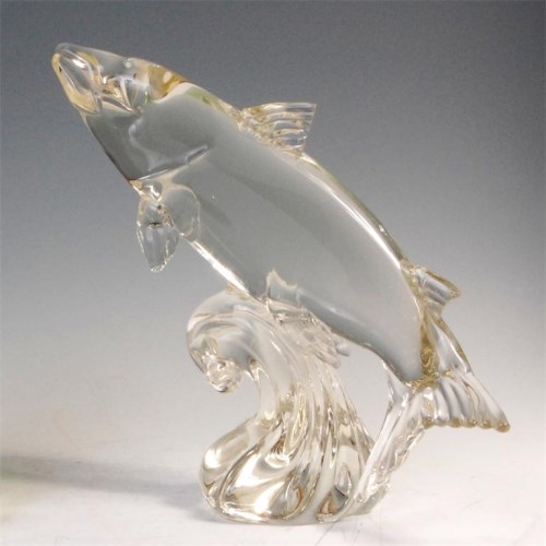 Lot 62 - A Toffolo clear heavy glass model of a leaping...