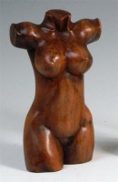 Lot 72 - A 1960s teak carving of a female nude torso,...