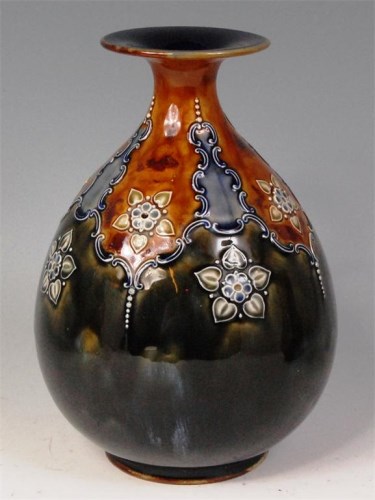 Lot 87 - A Doulton Lambeth stoneware vase, of squat...