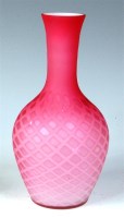 Lot 93 - A Victorian pink overlay glass bottle vase,...