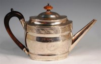Lot 117 - A George III silver teapot, of oval form,...