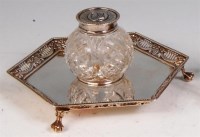 Lot 141 - A mid Victorian silver hexagonal inkwell, with...