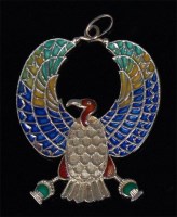 Lot 206 - A Middle Eastern 18ct gold and enamel pendant...