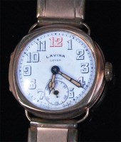 Lot 249 - A gents Lavina 9ct gold cased wristwatch,...