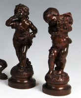 Lot 265 - After A Moreau - Pair of bronze figures;...