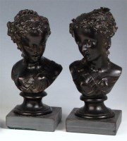 Lot 281 - A pair of circa 1900 bronze pedestal busts,...