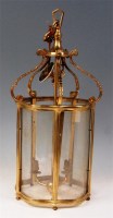 Lot 283 - A lacquered brass and glazed ceiling lantern,...