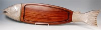 Lot 84 - A French silvered metal and hardwood fish wall...