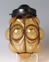 Lot 37 - A Benson style Arts & Crafts orange glass...
