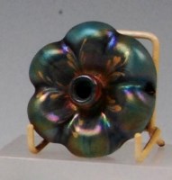 Lot 93 - A Tiffany & Co iridescent glass squat inkwell,...