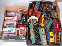 Lot 3187 - Two trays of mixed wooden, tinplate, lead and...