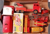 Lot 3191 - Six assorted tinplate fire engines and...