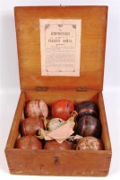 Lot 3194 - A pine cased 'Improved Game of Parlour Bowls',...