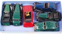 Lot 3225 - Tri-ang Minic, 5 post war cars with playwear...