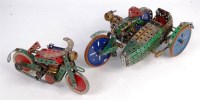 Lot 3165 - Meccano, 2 scratch-built motorcycles, one with...