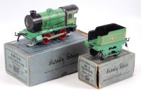 Lot 248 - Hornby 1934-6 EM120 green loco with green base...