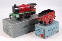 Lot 249 - Hornby 1934-6 EM16 red loco with green base (G-...
