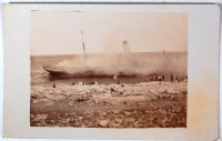 Lot 39 - Naval interest - SS Sardinia on fire, ashore,...