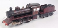 Lot 265 - A Bing live steam 0-4-0 maroon lithographed...