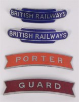 Lot 20 - Two BR(ER) 'British Railways' totem cap badges,...