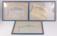 Lot 16 - 3 framed LNER stock certificates