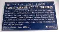 Lot 35 - Cast iron railway sign GN & GE Joint Railway...