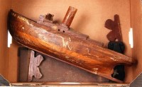Lot 75 - Model boat with clinker built wooden hull,...