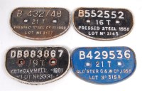 Lot 77 - 4x D shaped wagon plates, Gloster C&W Co. 1958...