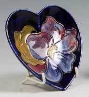 Lot 41 - A Moorcroft Pottery heart shaped tray, in the...