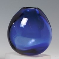 Lot 169 - A 1960s Holmegaard blue glass vase, of ovoid...