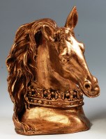 Lot 179 - A 1970s gilt resin model bust of a horse,...