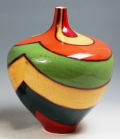 Lot 180 - A 1970s painted and glazed ceramic vase,...